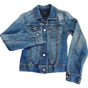 Gap Vintage Denim Jean Jacket Blue Women XS Youth Distressed Farm Hippy Festival